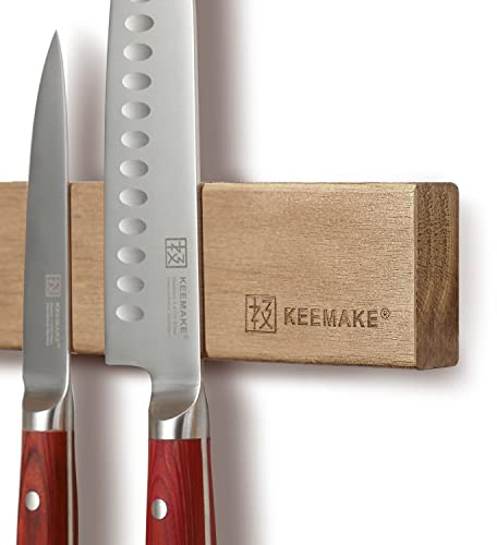 KEEMAKE Magnetic Knife Rack 16 inch/41cm, Magnetic Knife Holder for Wall Acacia Wood, Powerful Neodymium Kitchen Magnetic Knife Strip Knife Block