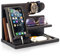 Teslyar Docking Station in legno per smartphone Supporto portafoglio Supporto orologio Regalo da uomo Marito Moglie Natale Regalo per papà Supporto da comodino Legno massello in frassino (Nero)