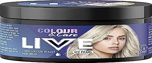 Schwarzkopf LIVE Colour & Care Hair Mask, 5 Minute Wash Out Blonde Toning, Colour Boost, Semi-permanent Silver Hair Dye, Lasts Up To 6 Washes- Icy Pearl, 150ml