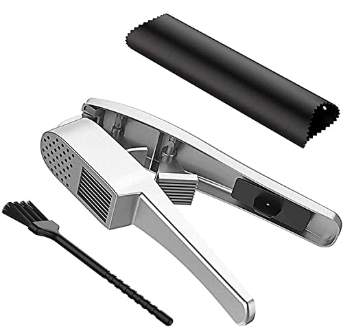 Presse-ail et trancheuse 2 en 1 de qualité supérieure – Pas besoin de peler, écraser et hacher l'ail/gingembre/noix – Aluminium robuste, passe au lave-vaisselle