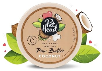 Pet Head On All Paws Kokospfotenbutter | Feuchtigkeitsbalsam für Hundepfoten | Beruhigt und pflegt Pfoten und Nasen | Professionelle Pflege | Sanfte Formel für Hunde und Welpen | 40g