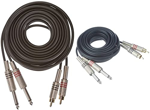 Adam Hall Cables K3TPC0600 Audiokabel 2 x Cinch male auf 2 x 6,3mm Klinke mono 6m & Cables K3TPC0300 Audiokabel 2 x Cinch male auf 2 x 6,3mm Klinke mono 3m