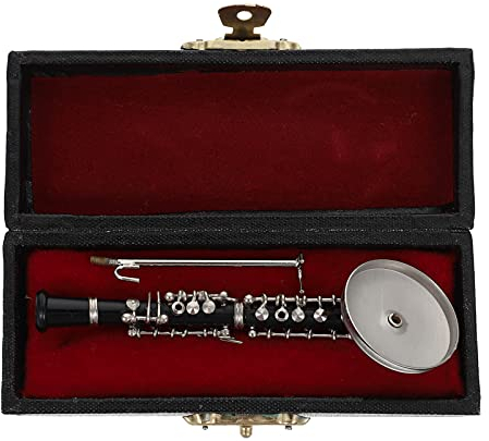 Oboen-modell Mini-oboenmodell Mit Ständer Miniatur-oboenmodell Miniatur-klarinette Mini-hausverzierung Klarinettenfigur Mini-oboe-handwerk Vinyl Geburtstagsgeschenk Puppenhaus Büro