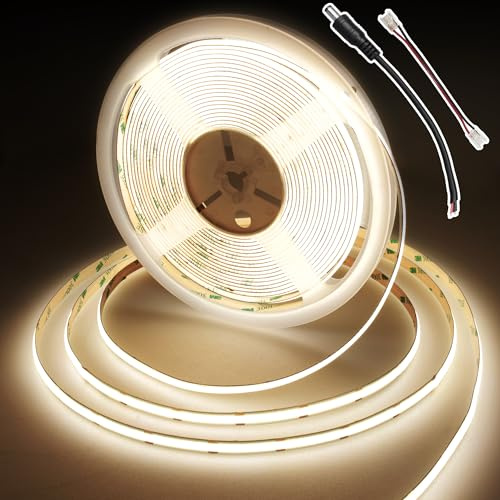 BERIXDEEP COB LED Streifen 10m 24V, 480LEDs/m, 4000K, Ohne Netzteil | Dimmbar LED Strip Neutralweiß für Hintergrundbeleuchtung in TV, Spiegel, Küche, Unterboden, 8mm, 9w/m, CRI 92, 95lm/w