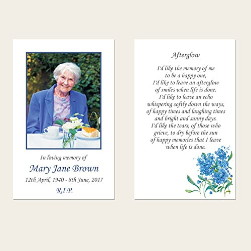 Dotty about Paper Funeral Memorial Cards - Forget Me Not Bouquet - Pack of 10