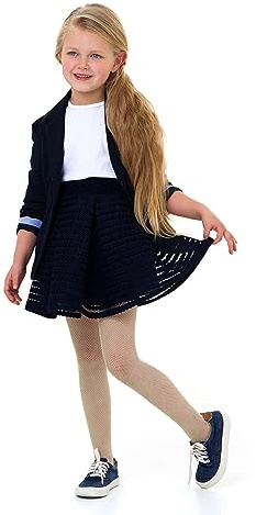 LORES Collant A Rete Per Bambini Ragazze Colori Solidi Elegante Casual Confortevole Balletto Cosplay Costume di Halloween Danza Collant Scuola di Pizzo, Natural 9/10 anni (134-140 cm)