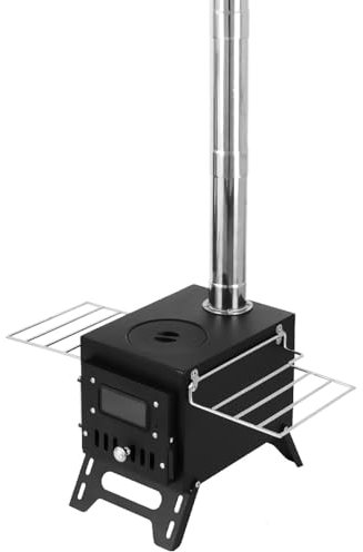 JSLJJBD Camping Hot Tent Stove,portable Wood Burning Stove,stainless Steel Small Camping Stove,does Not Take Up Space And Can Be Used For Outdoor Camping, Cooking, Heating, Etc. small black