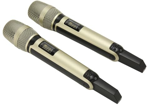 Drahtloses Mikrofonsystem, Kabelloses Dual-Handmikrofon aus Metall mit Plug-and-Play, Rauschunterdrückung, U-Band-Design, Dynamisches Mikrofon für Karaoke-Sendungen