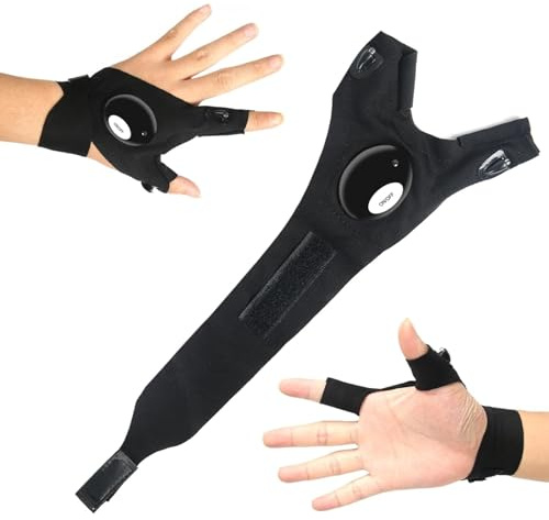 genkigold Gants à Lampe LED Mains Libres: Cadeaux Parfaits pour Papa, Petit Ami, Mari - Gadget Idéal pour Camping, Pêche et Réparations - Parfait pour Fête des Pères, Noël, Anniversaire