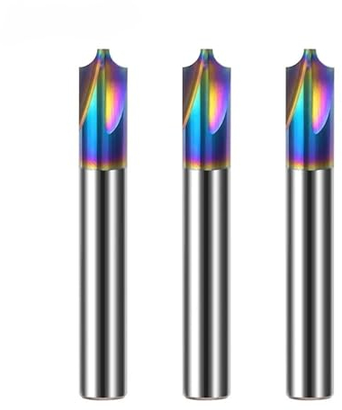 Fasenfräser 4-Flöten-Innenfräsen aus Wolframstahl mit bunter Beschichtung for Aluminium-Bearbeitungszentren, Schaftfräser-Werkzeuge HRC60(R3x8Dx60Lx4F)