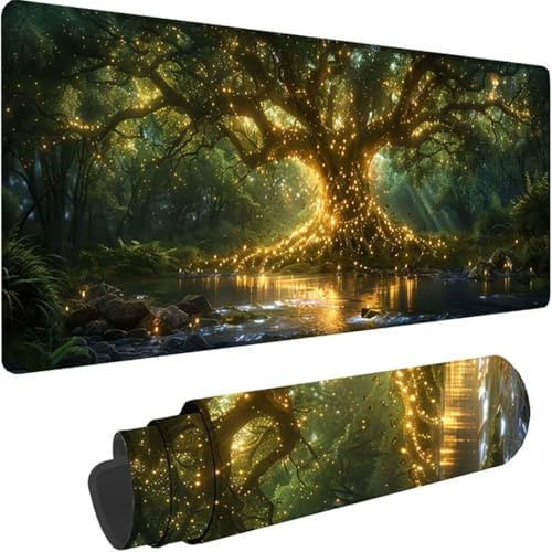 Mousepad xxl 1000 x 500, Schwarz Mauspad Baum Des Lebens Großes Mauspad Gaming mit Motiv, Rutschfeste Tischunterlage Large Size, Verbessert Präzision und Geschwindigkeit, Wasserdicht Mouse Pad G-9