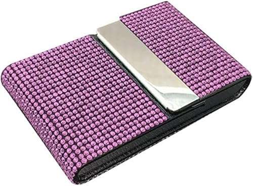 JOIUXNER Bling Diamonds Étui pour cartes de visite avec fermeture magnétique et strass roses pailletés pour cartes de crédit et cartes de crédit pour fille et femme