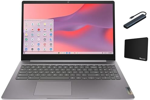 Lenovo IdeaPad 3i Chromebook 15.6 FHD Laptop, Intel Celeron N4500, 4GB Memory, 64GB eMMC Storage, Chrome OS, Artic Grey with Accessories