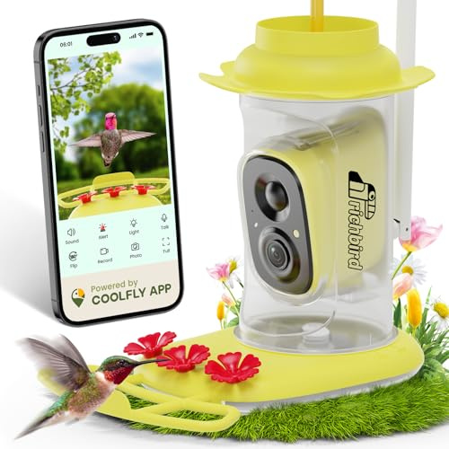 RichBird Smart Hummingbird Feeder with Camera Solar Powered, AI Identify, Instant Notification, Leakproof & Ant Moat, Outdoors Hanging, Idea Gift for Bird Lovers (20 oz)