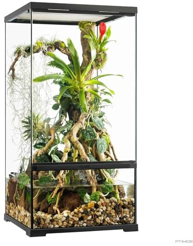 Exo Terra Pro Paludarium Glasterrarium | 3 Zonen | 45x45x90 cm | Integrierter Bodenabfluss, Einstellbare Belüftungsöffnungen, Ideal für Tropenreptilien, Hohe Sichtscheiben