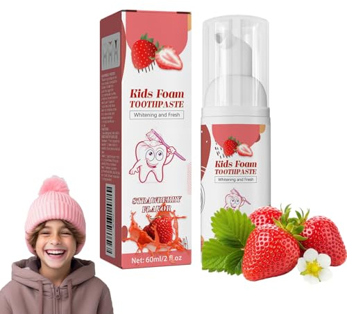 Dentifricio Per Bambini, Dentifricio In Schiuma Per Bambini 60ml, Kids Toothpaste Per Spazzolino A Forma Di U Vari Spazzolini Da Denti, Per Bambini Dai 3 Anni In Su, Fragola
