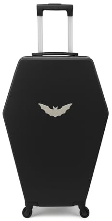 GUTE Coffin Suitcase 26.5 Inch Gothic Luggage Black Hard Shell Spinner Carry On with Lock | Unique Horror Casket Travel Case Trolley Bag with Wheels for Cosplay, Conventions, Airport Trips