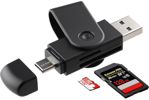 SD Card Reader USB C USB 3.0 Memory Card Reader Adapter High-Speed for SDXC SDHC Micro-SD Micro SDXC UHS-I Compatible with iPhone 15 16 17 Plus Pro MacBook iPad Android Galaxy S24 etc