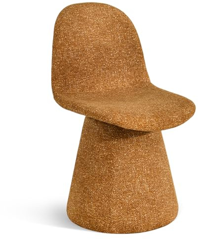 DUHOME Chaise de Salle à Manger en Bouclé Chaise Pivotant Rembourrée avec Dossier Fauteuil Confortable Moderne pour Cuisine Salon Chambre, Jaune