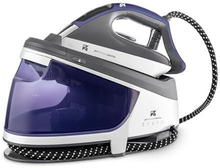 Di4 Centrale vapeur Jet Pressing Digital, Puissance 2600W, 8 Bars, Coup de vapeur 345g, Réservoir amovible XL 1,5L, Semelle céramique, Repassage vertical, Prête en 1 min, Écran LED, Autonettoyage