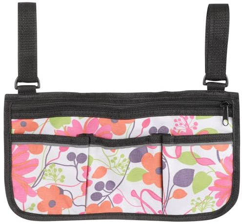 IDEANATEGRATE Pochette Suspendue Latérale pour Fauteuil Roulant en Tissu Oxford 3 Poches Robustes et Sangles Réglables pour Rangement Pratique sur Déambulateur ou Scooter
