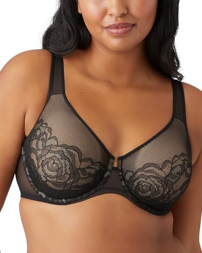 Wacoal Women's Stark Beauty Unlined Full Coverage Underwire Bra, 855225, Black, 40DD