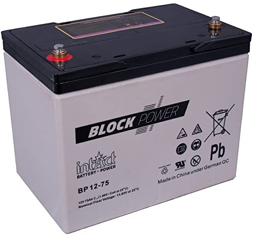 intAct Block-Power AGM Batterie 12V 78Ah - auslaufsicher und wartungsfrei - vielseitige AGM Versorgungsbatterie - für Freizeitbereich, Notstromanlagen, Sicherheitssysteme - Maße (LxBxH): 260x170x210mm