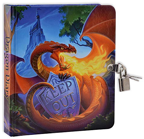 MOLLYBEE KIDS Dragon Diary with Lock and 2 Keys, 208 Lined Pages, 5.5 inches × 6.25 inches, Boys, Journal Notebook