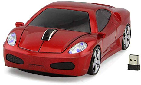 STAR-LINK Souris sans fil en forme de voiture de sport avec nano récepteur USB, portée de 10 mètres, 2,4 GHz, souris optique ergonomique 1600 DPI pour ordinateur portable, Windows, Linux, Mac (Rouge)