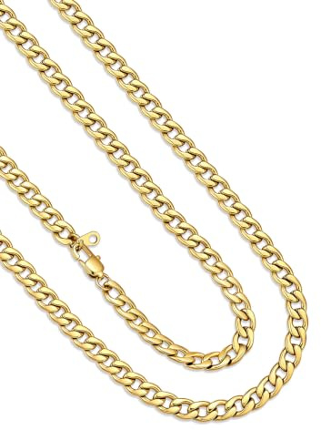 ChainsHouse Halskette für Herren Damen Kubanische Kette Edelstahl Panzerkette 5/9/12/15mm Breit Gliederkette in Silber/Gold/Schwarz Halsreif Halsschmuck, Länge 36-76cm