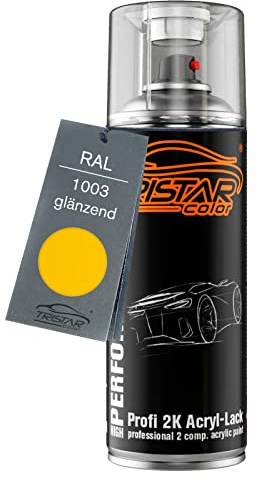 TRISTARcolor RAL 1003 Signalgelb glänzend 2K-Acryl-Lack Spraydose | Sprühdose 400 ml, schnelltrocknend