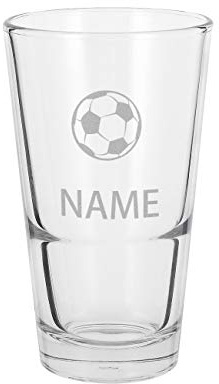 Herz & Heim® Trinkglas - Longdrinkglas mit Gratis Gravur des Wunschnamens in verschiedenen Varianten/Glas, 330 ml Fussball