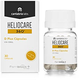 Cantabria Labs - Heliocare 360° D Plus Cápsulas - Protección Solar Oral - 30 Cápsulas - Vitamina D - Para Pieles Muy Claras y Sensibles