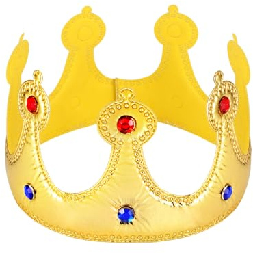 NUOBESTY Golden King Crown for Kids Birthday Boy Crown Hat Adjustable Party Headwear Prince Photo Props 22 Inch