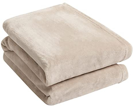 Brentfords Throws for Sofas Large, Super Soft Cosy Warm Flannel Fleece Blanket for Bed Single Bed Throw Lightweight Fluffy Throw Blanket, Mink - 120 x 150cm