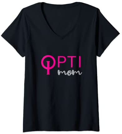 Damen Opti Mom Shirt Segelboot Racing Pink Logo Geschenk Junior Segeln T-Shirt mit V-Ausschnitt