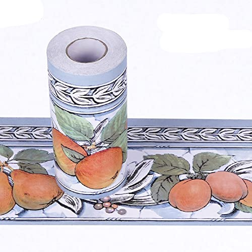 HAHII Borde del papel pintado fruta de otoño Auto Adhesivo del Papel Pintado del PVC Cenefa autoadhesiva para decoración de pared de cocina baño 10.6X1000Cm