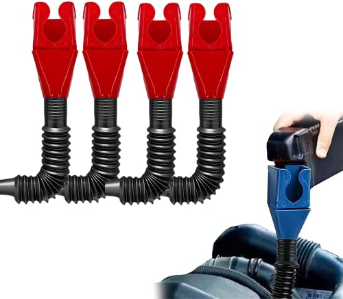 Entonnoir de remplissage - Grand entonnoir à essence à angle droit - En plastique flexible - Universel - Avec bec amovible et entonnoirs longs (rouge)