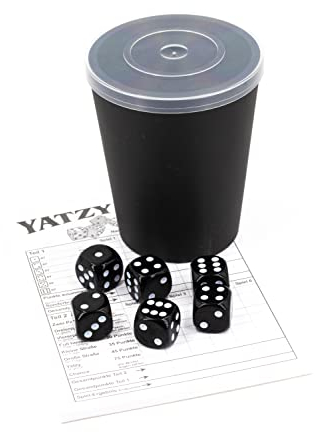 WeLoveDice DiceCupFlex - Flexibler Würfelbecher mit Deckel inkl 5 Würfel & Block - Made in Germany