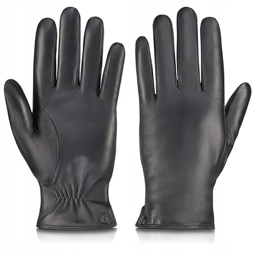 BETLEWSKI - Herren Handschuhe aus Schafsleder gefüttert - Warme Winter Lederhandschuhe für Männer in Schwarz mit Wollfutter - Winterhandschuhe für Touchscreens - Modell JAMES iTOUCH - XL