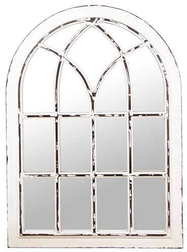 Espejo de Pared con Forma de Ventana en maderta y en Blanco decape 79x4x110cm