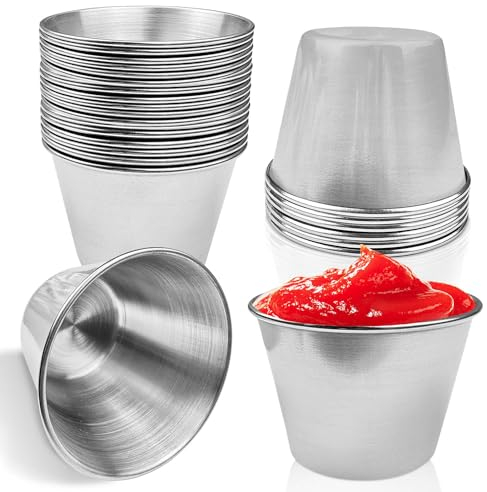 Lovesmile 20 cuencos para salsa de acero inoxidable, pequeños cuencos, salsa de soja, cuencos pequeños de acero inoxidable, adecuados para servir aderezos para ensaladas, salsa de tomate y especias