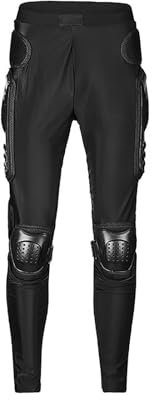 M&Catree Pantaloni Moto Uomo con Protezion, Armatura di Protezione per Il Ginocchio dell'anca della Coscia di Motocross - Nero, L