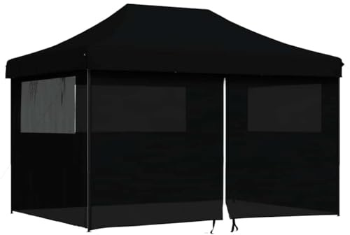 vidaXL Partyzelt Faltbar Pop-Up mit 4 Seitenteilen Schwarz