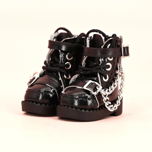 Puppenschuhe Coole Kettenstiefel für Ob11, DDF, Body9, 1/12 BJD, (Black) | GSC Puppenzubehör BJD Spielzeugschuhe