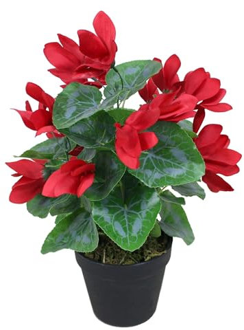 Lacers SMARAGDLINE künstliches Alpenveilchen 2er Set rot- 38cm künstliche Pflanzen dekorativ kunstpflanze im Topf lebendige Farben wie echt wirkende Blätter & Blüten Zuhause & Büro Frühlingsdeko