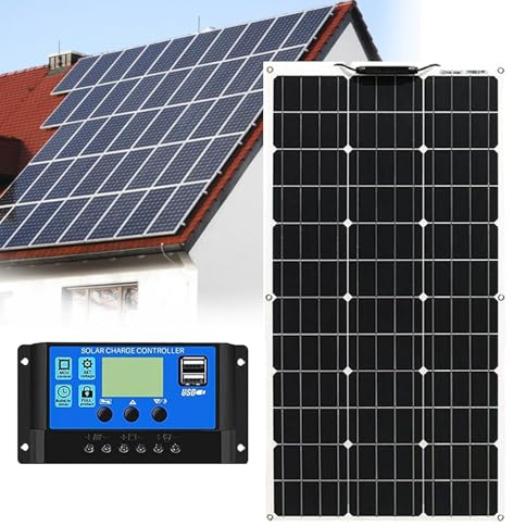 Pannello Solare Flessibile 500W Pannelli Solari Portatili per generatori solari esterni, batterie al litio mobili, camper campeggio, yacht, avventure all'aperto(1x500W)