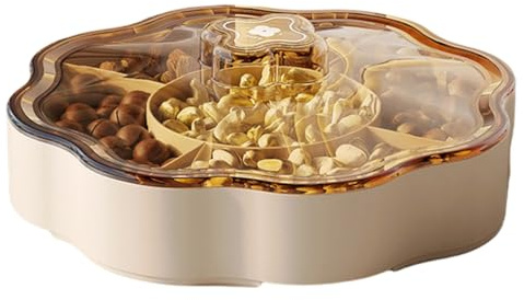 GMBYLBY Dispensador de caramelos, caja de almacenamiento de aperitivos con 5 compartimentos, contenedor de frutas secas con tapa para uso doméstico y verduras