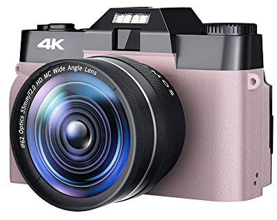 NGBFF Macchinetta Digitale, 48MP Fotocamera Digitale Vintage Obiettivo grandangolare Registratore Fotografico 4K Videocamera compatta Blogger Vlogging Videocamera(128G TF Card,with Wide 03)