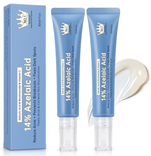 Azelainsäure Gesichtsserum, 14% Azelaic Acid Serum, Gegen Rötungen, Anti Pickel, Rosacea Gesichtspflege, Pigmentierung Vermindern für alle Hauttypen aus (2Stück/60g)